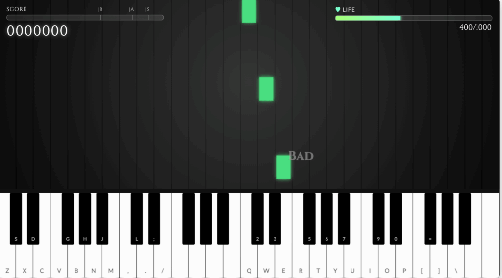 Piano game one hand mode