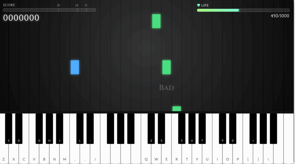 Piano game two hands mode