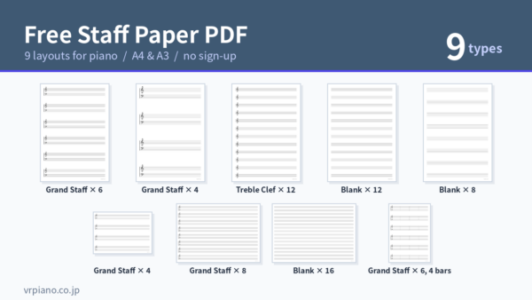 Free Staff Paper PDF | 9 Printable Grand Staff Layouts for Piano